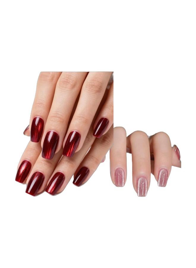 Orange Life Press On Nails Deep Wine Red Glossy Full Cover 24PCS Reusable False Nail Tips ABS Material Durable Scratch Resistant No UV Needed Salon Quality Nail Extension Coffin Shape DIY Manicure Kit For Wedding Party Photoshoot Work Daily Use & 24pcs Reusable Luxury False Nails – Multi-Shape Design – Nude Pink & Gold Mirror – Glue & Tools Included Bundle - Image 1
